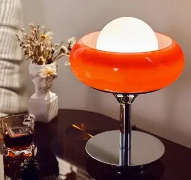 Vintage Loop Table Lamp with Looped Metal Stem and Drum Shade