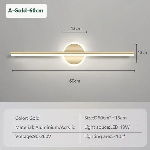 Modern Linear LED Wall Light for Mirrors and Bedside Lighting