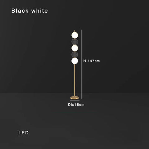 Modern Orb Floor Lamp with Stacked Glowing Orbs in Iron and Glass