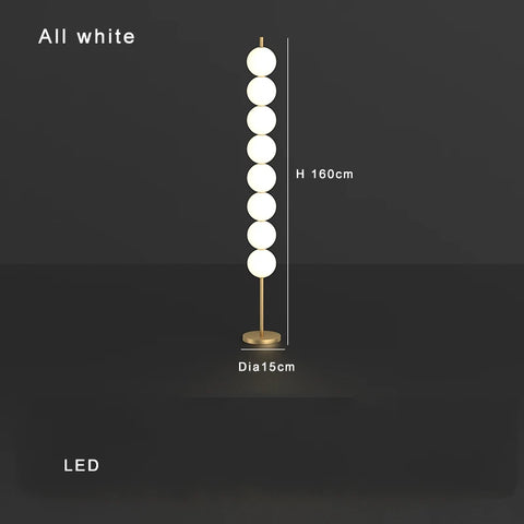 Modern Orb Floor Lamp with Stacked Glowing Orbs in Iron and Glass