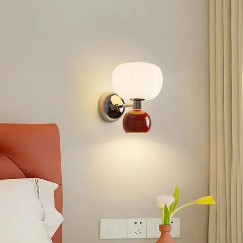 Wall Light with Glass Globe and Rounded Two-Tone Accent