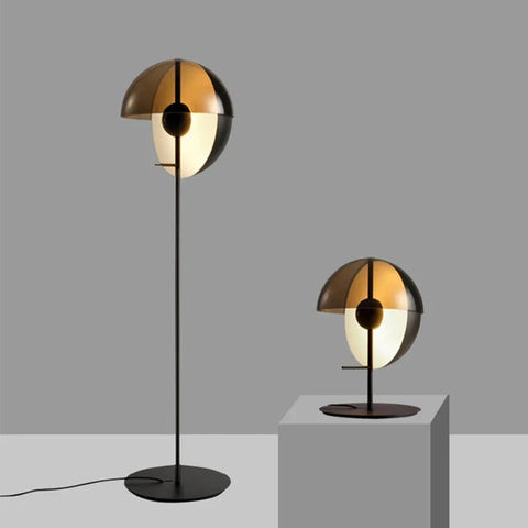 Twin Orb Floor Lamp with Twin Spherical Shades in Metal and Glass