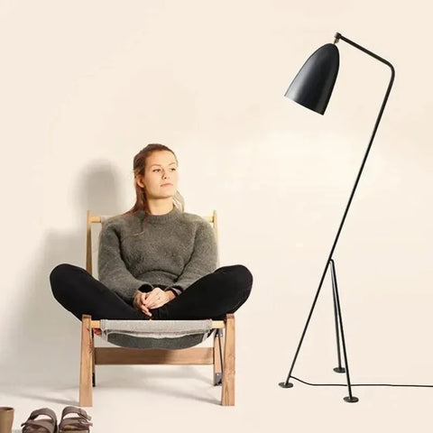 Grasshopper Tripod Floor Lamp with Angled Tripod and Cone Shade