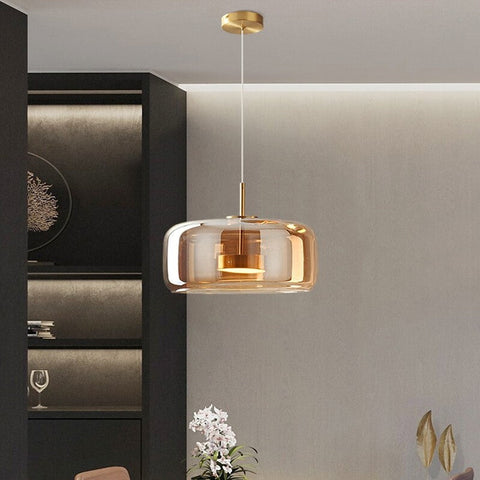 Vintage Tinted Glass LED Pendant Light for Dining Rooms and Kitchens