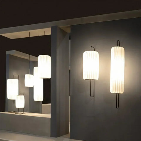 Fabric Lantern Pendant Light with Vertical Lantern Form