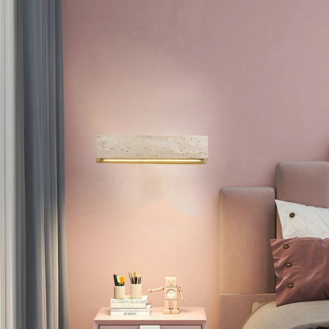 Wall Light with Travertine Bar and Linear Downlight