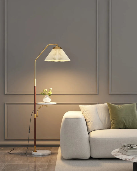 Sculptural LED Floor Lamp with Stacked Ribbed Diffuser