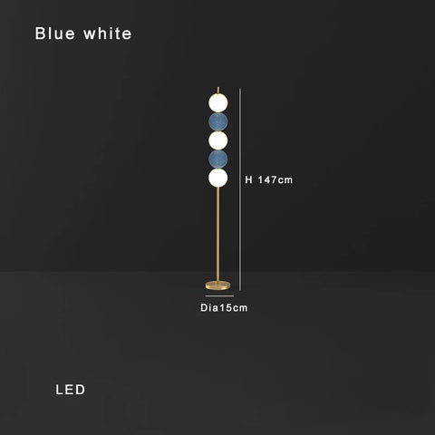 Modern Orb Floor Lamp with Stacked Glowing Orbs in Iron and Glass