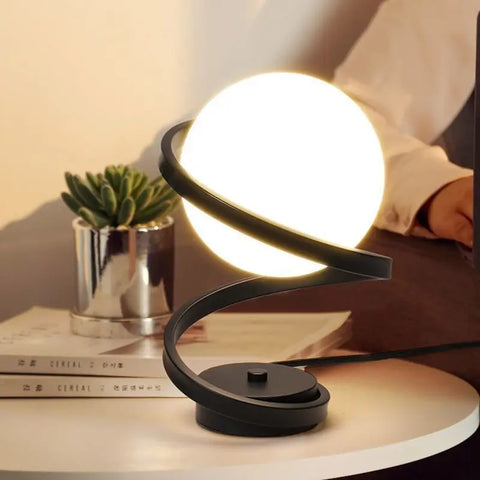 Spiral Glass Table Lamp with Metal Frame and Modern Decorative Lighting