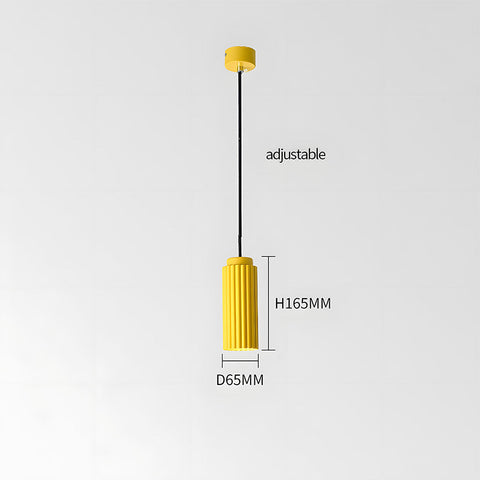 Ribbed Metal Cylinder Pendant Light