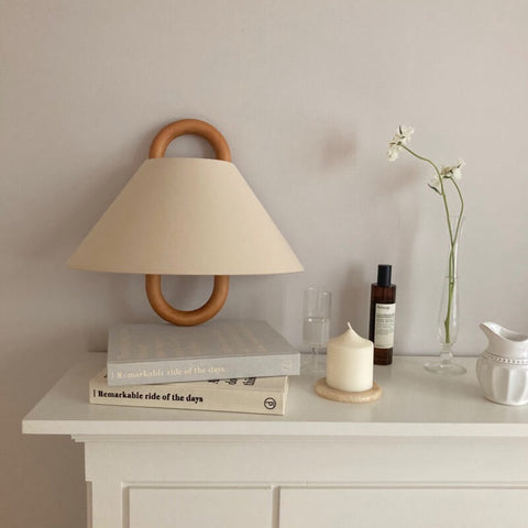 Pleated Wood Wall Sconce with Semicircular Fabric Shade for Bedrooms