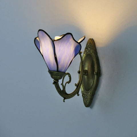 Tiffany-Style Stained Glass Petal Wall Sconce