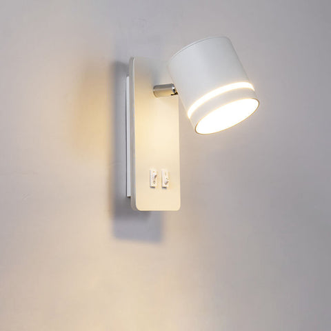 Rotatable LED Reading Wall Sconce with Square Backplate and Spotlight