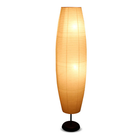Rice Paper Column Floor Lamp with Two-Light Ambient Design