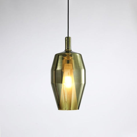 Colored Glass Pendant Light with Geometric Shade