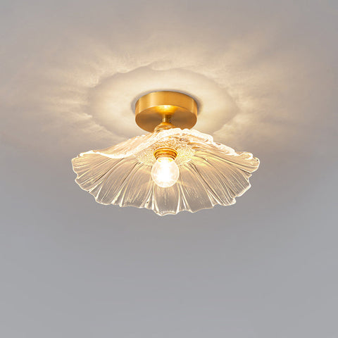 Fluted Glass Flower Ceiling Light for Bedroom and Living Room Decor