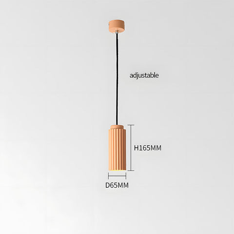 Ribbed Metal Cylinder Pendant Light