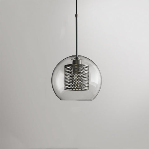 Glass Globe Cage Pendant Light for Kitchen Island and Dining Room