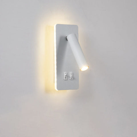 Rotatable LED Reading Wall Sconce with Square Backplate and Spotlight