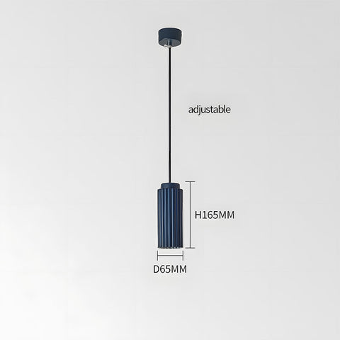 Ribbed Metal Cylinder Pendant Light