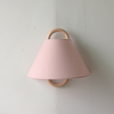 Pleated Wood Wall Sconce with Semicircular Fabric Shade for Bedrooms