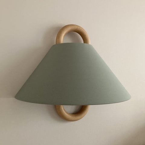 Pleated Wood Wall Sconce with Semicircular Fabric Shade for Bedrooms
