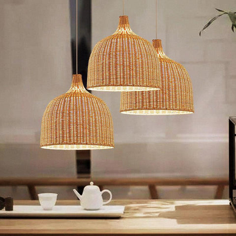 Tapered Rattan Basket Pendant Light
