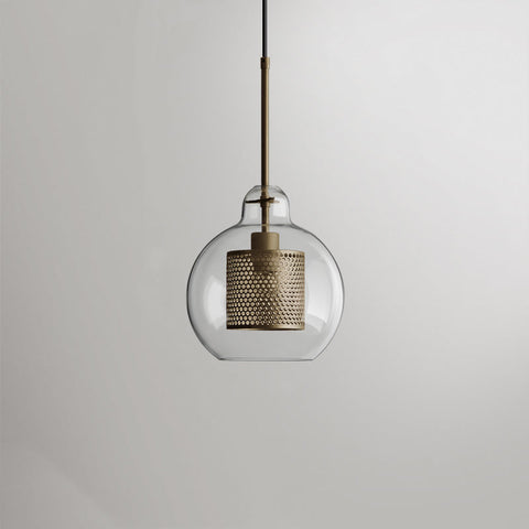 Glass Globe Cage Pendant Light for Kitchen Island and Dining Room
