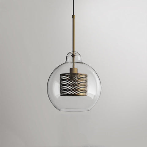 Glass Globe Cage Pendant Light for Kitchen Island and Dining Room