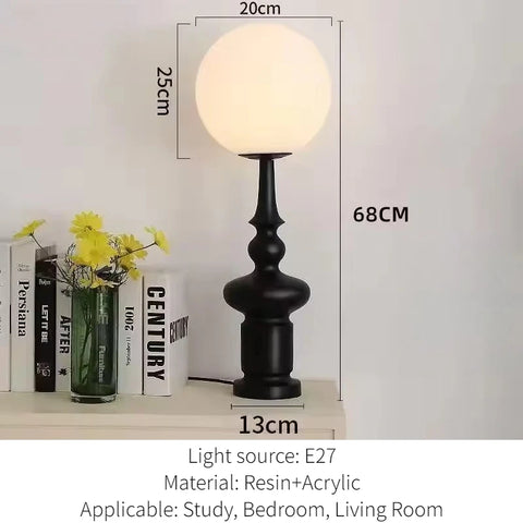 Roman Column Table Lamp with Turned Column Base and Globe