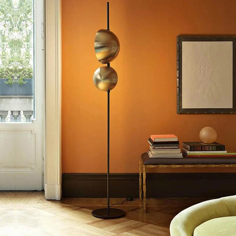 Double-shade Floor Lamp with Paired Adjustable Shades