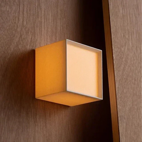 Wall Light with Textured Fabric Cube Shade