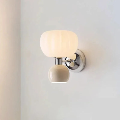 Wall Light with Glass Globe and Rounded Two-Tone Accent
