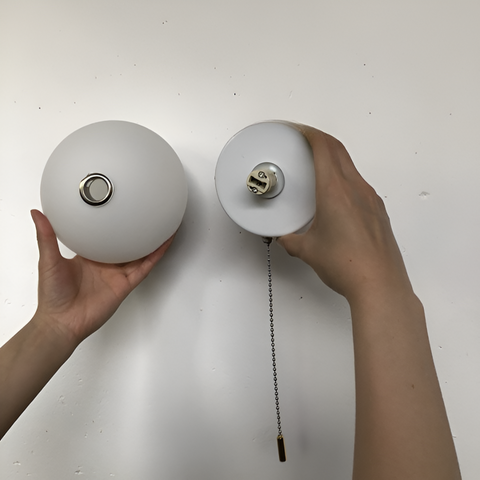Wall Light with Pull Cord and Frosted Globe Shade