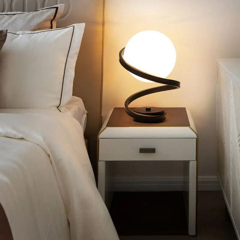 Spiral Glass Table Lamp with Metal Frame and Modern Decorative Lighting