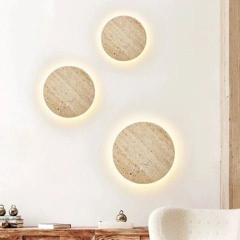 Wall Light with Round Travertine Shade
