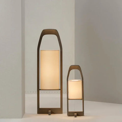 Wooden Lantern Floor Lamp with Open Rectangular Lantern