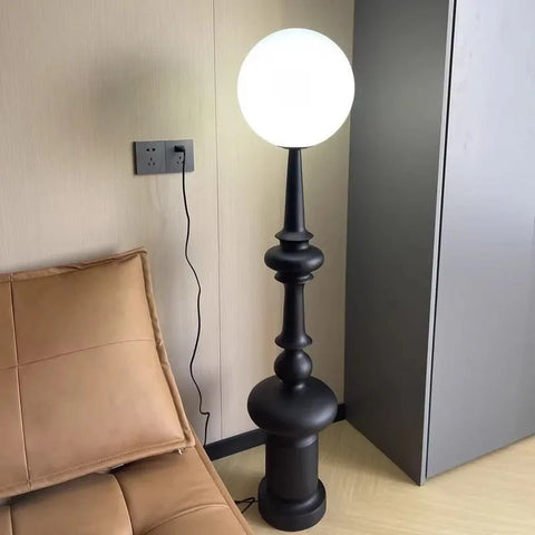Roman Column Table Lamp with Turned Column Base and Globe