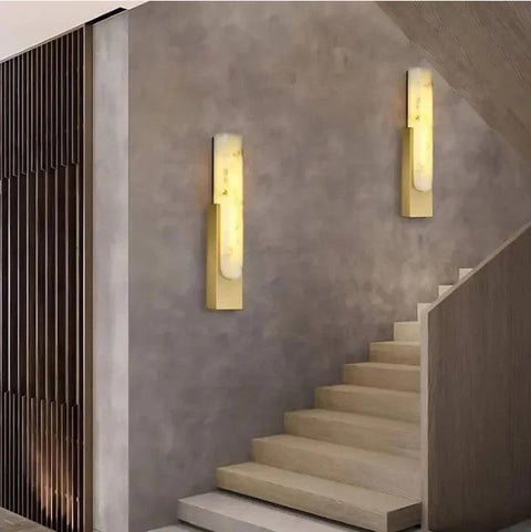 Modern Marble and Metal Wall Sconce for Hallway and Bedroom Lighting
