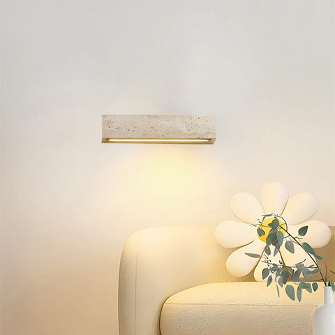 Wall Light with Travertine Bar and Linear Downlight