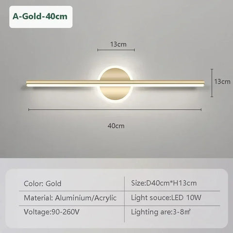 Modern Linear LED Wall Light for Mirrors and Bedside Lighting