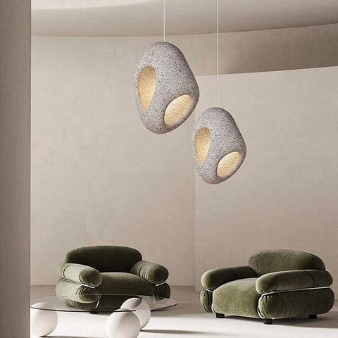 Pendant Light with Sculptural Resin Pebble Form