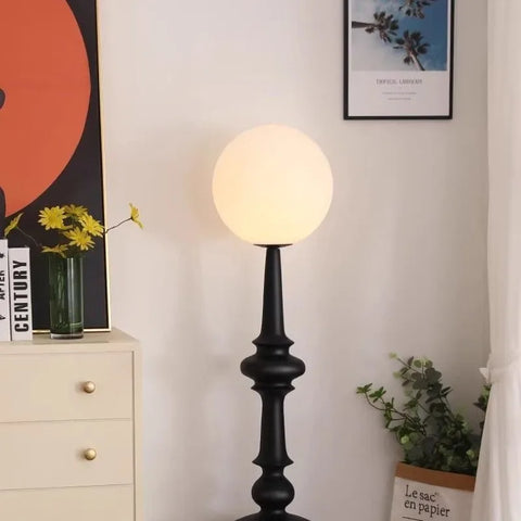 Roman Column Table Lamp with Turned Column Base and Globe