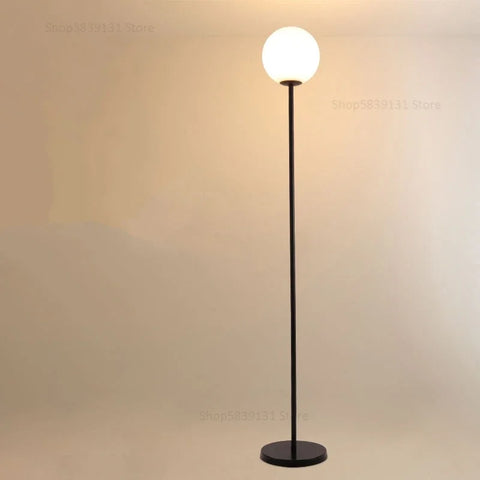 Milky Globe Floor Lamp with Milky Spherical Diffuser