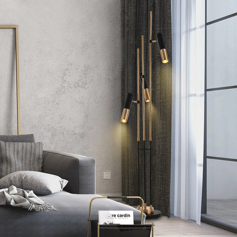 Adjustable Cylinder Floor Lamp with Multiple Pivoting Cylinders