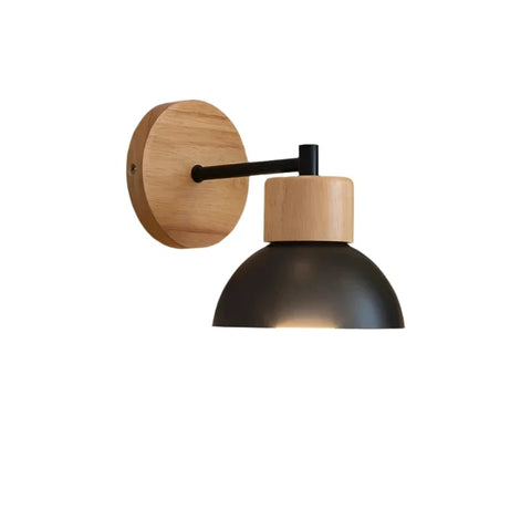 Wall Light with Wood and Iron Shade