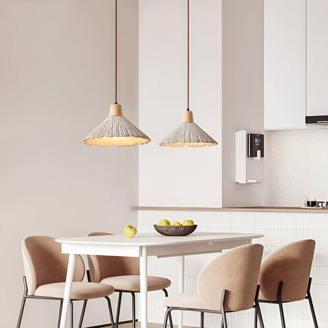Pendant Light with Cement Shade and Wabi-Sabi Texture