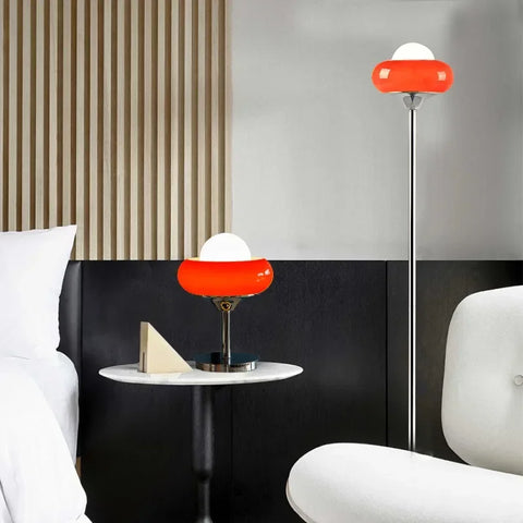 Vintage Loop Table Lamp with Looped Metal Stem and Drum Shade