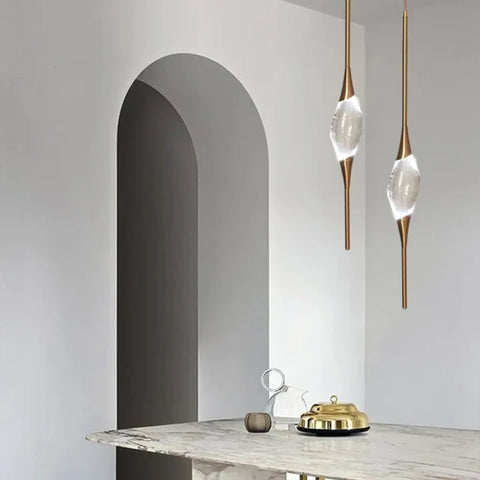 Crystal Pendant Light with Copper Frame