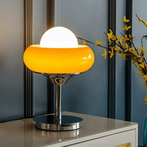 Vintage Loop Table Lamp with Looped Metal Stem and Drum Shade